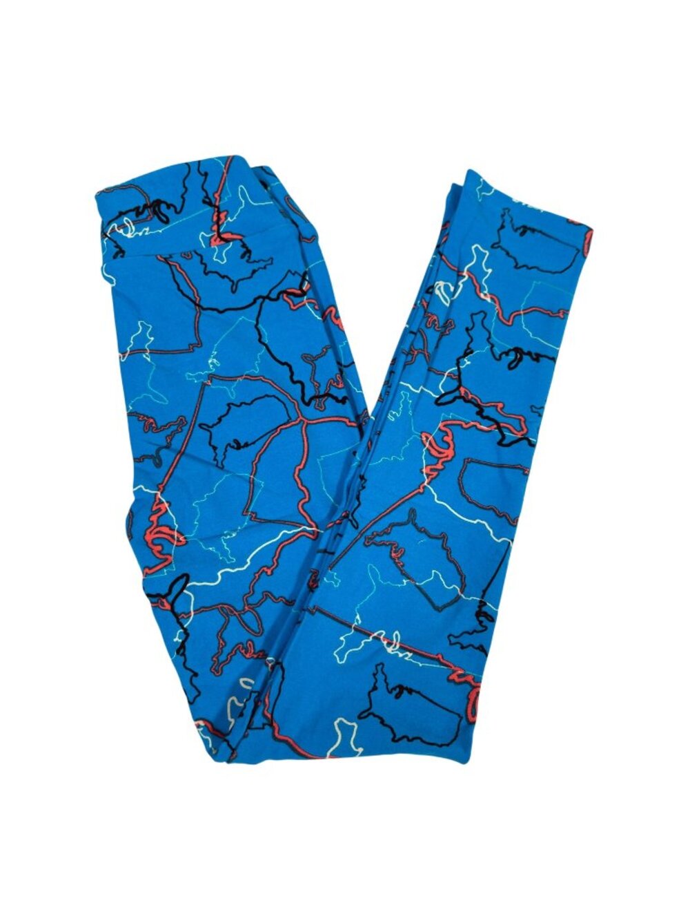 LuLaRoe Leggings Map Outline Americana Red White Blue Black Rare Kids NEW L/XL